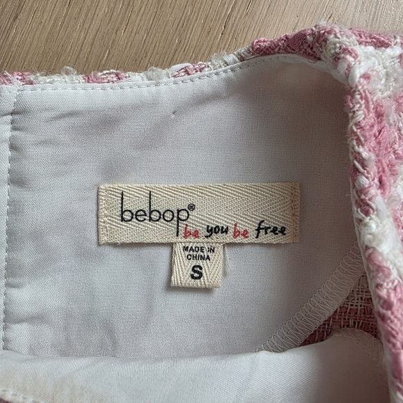 Pink and White Tweed Mini Dress - Picture 2 of 3